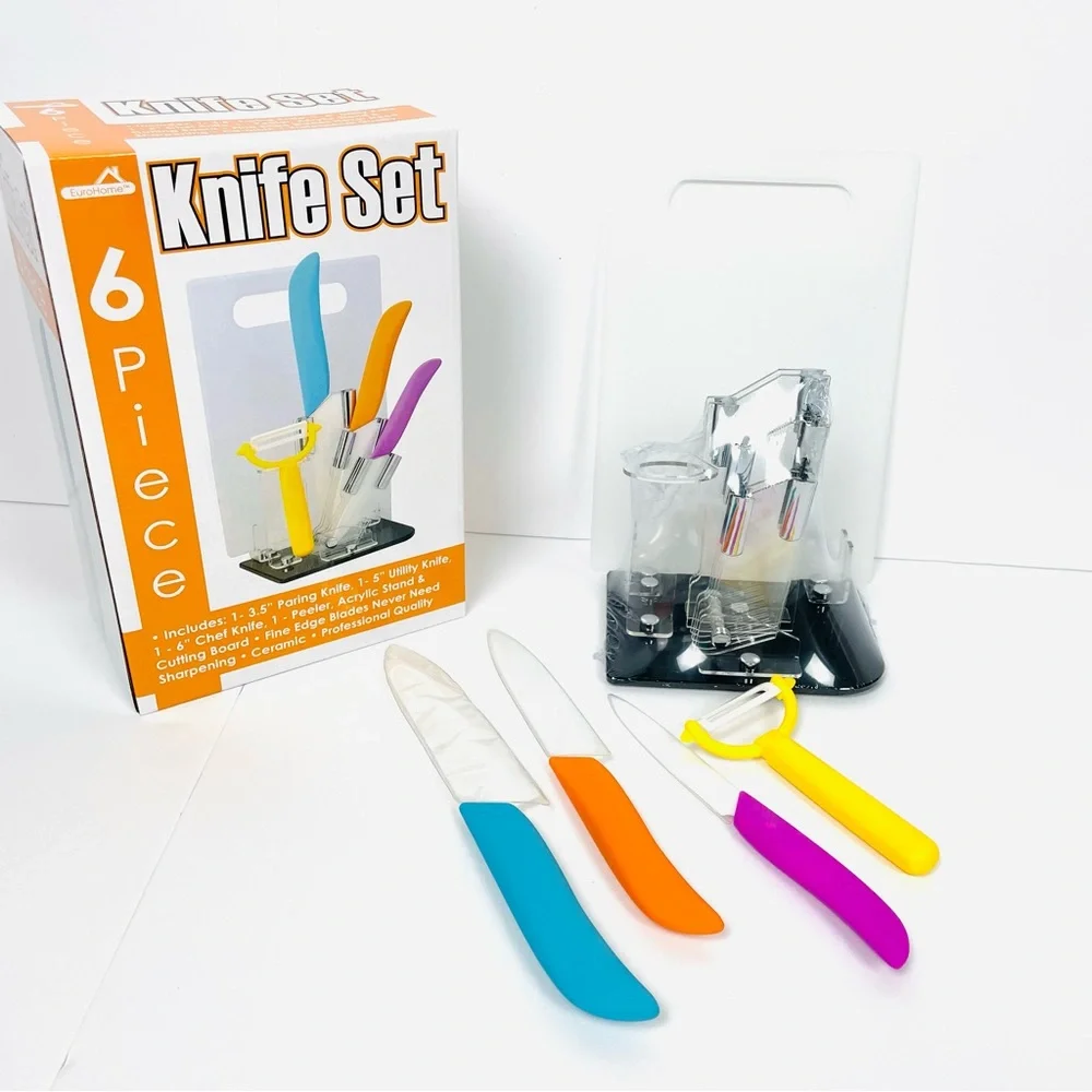 6 Piece Knife Set with Stand & Cutting Board
